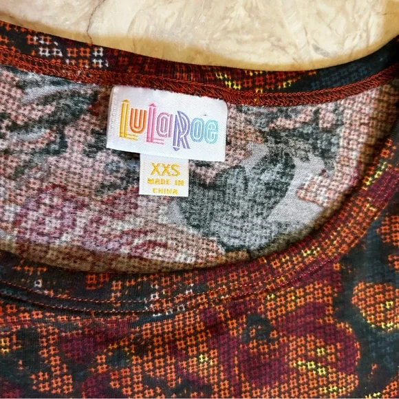 NWT LuLaRoe Julia Orange Floral Body-Con Dress Size XXS - Picture 13 of 15